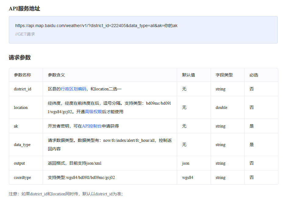 java接入百度天气预报