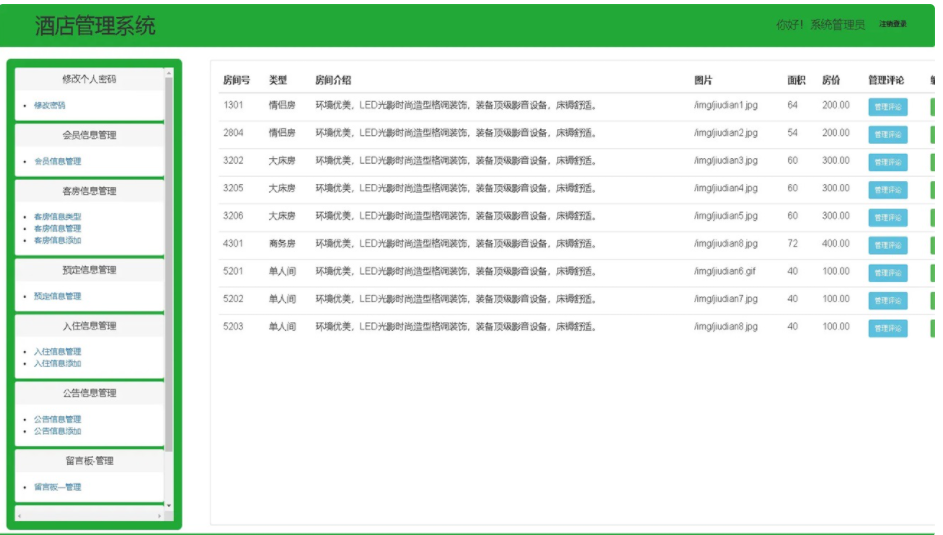 Java WEB酒店客房管理系统源码 SSM后台框架